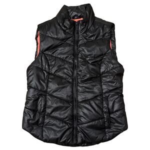 Aeropostale Black Quilted Full Zip Puffer Vest Mock Neck Size Large Winter Snow